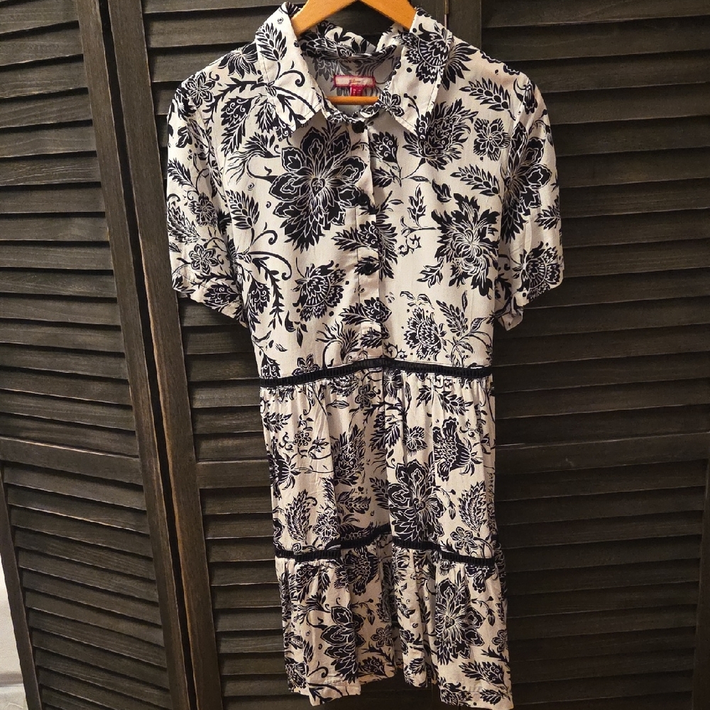 Joe Browns Black and White Floral Mini Shirt Dress